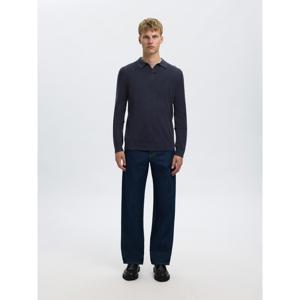 Selected Homme Navy Merino Wool Polo Shirt